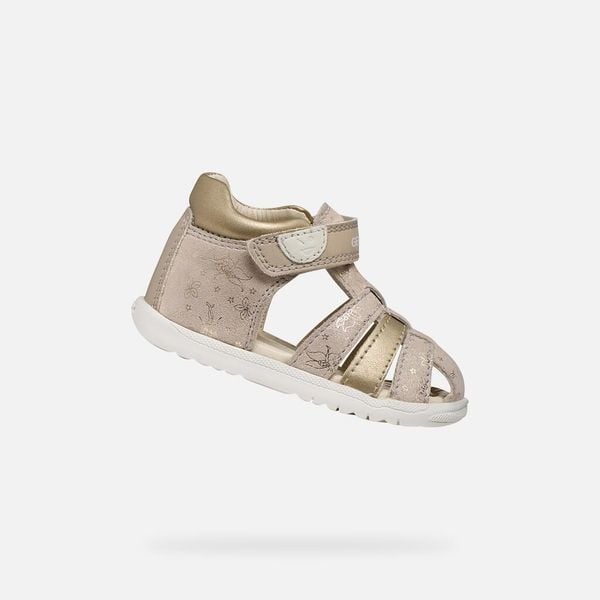 Sandały GEOX B SANDAL MACCHIA GIR Złoty. Brązowe sandały Geox, bez wzorów, ze skóry, bez obcasa, bez zapięcia. Za 208.99 zł.