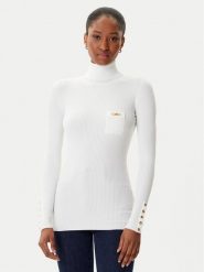 Elisabetta Franchi Golf MK-11B-56E2-V290 Biały Slim Fit. Białe golfy Elisabetta Franchi, bez wzorów, z syntetyku, bez ramiączek. Za 1,259.00 zł.