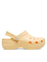 Crocs Klapki Classic Platform Pearl Clog 211231 Złoty. Żółte klapki Crocs, bez wzorów, z tworzywa sztucznego, bez obcasa. Za 199.99 zł.