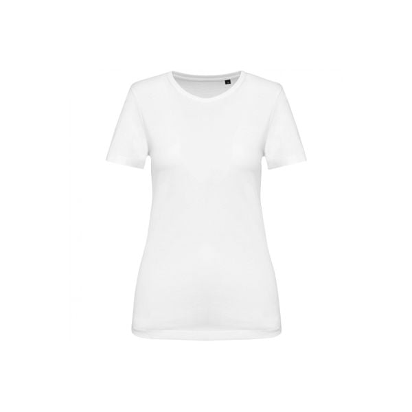 Damska koszulka z suprima z okrągłym dekoltem Kariban Premium. Białe koszulki sportowe KARIBAN, bez wzorów, z bawełny, bez ramiączek. Za 125.50 zł.