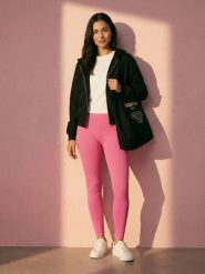 Legginsy z efektem sprania - różowy. Czerwone legginsy Sinsay, l, bez wzorów. Za 39.99 zł.