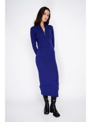 ASSUILI Sukienka dzianinowa w kolorze granatowym rozmiar: 36. Niebieskie sukienki Assuili, bez wzorów, z dzianiny, bez kołnierzyka, bez ramiączek, maxi. Za 152.99 zł.