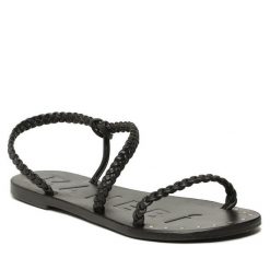 Sandały Manebi. Czarne sandały Manebi, bez wzorów, bez obcasa, na płaskiej podeszwie, bez zapięcia. Za 399.99 zł.