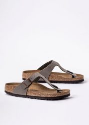 Birkenstock Gizeh BFBC Japonki damskie szare. Szare klapki Birkenstock, bez wzorów, bez obcasa. Za 369.99 zł.