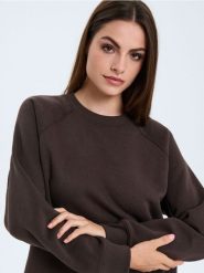 Bluza crewneck - brązowy. Brązowe bluzy sportowe Sinsay, l, bez wzorów, bez kaptura. Za 35.99 zł.