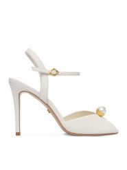 GINO ROSSI Sandały CEO-ROSE-LT2091-W Biały. Białe sandały Gino Rossi, bez wzorów, ze skóry, bez obcasa, na szpilce, bez zapięcia. Za 399.99 zł.