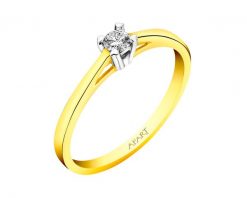 Pierścionek z żółtego złota z brylantem - serce - 0,10 ct - próba 585. Żółte pierścionki Apart, z brylantem, złote. W wyprzedaży za 1,953.00 zł.