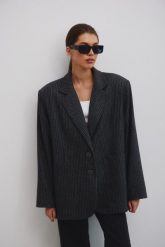 Wełniana marynarka w paski , w kolorze GRAPHITE - HARLEY-S/M. Szare marynarki i żakiety Marsala, m, bez wzorów, z elastanu, eleganckie. W wyprzedaży za 314.95 zł.