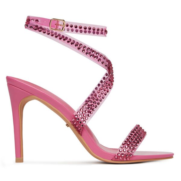 Sandały DeeZee. Czerwone sandały DeeZee, bez wzorów, bez obcasa, na szpilce, bez zapięcia. Za 97.99 zł.