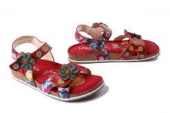 LAURA VITA 0006700 BRCYANO12 rouge, sandały damskie. Czerwone sandały Laura Vita, bez wzorów, ze skóry, bez obcasa, bez zapięcia. Za 394.90 zł.