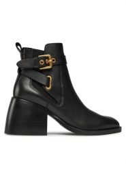 See By Chloé Botki SB41011A Czarny. Czarne botki See By Chloé, bez wzorów, ze skóry, bez obcasa, na słupku, bez zapięcia. Za 2,449.00 zł.