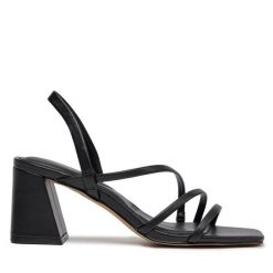 Sandały Aldo. Czarne sandały Aldo, bez wzorów, bez obcasa, na słupku, bez zapięcia. Za 259.99 zł.
