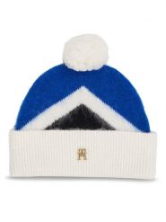 Tommy Hilfiger Czapka Th Evening Pompom Beanie Argyle AW0AW15305 Niebieski. Niebieskie czapki TOMMY HILFIGER, bez wzorów, z wełny. Za 469.99 zł.