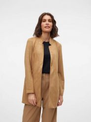 Vero Moda Płaszcz przejściowy w kolorze karmelowym rozmiar: S. Brązowe płaszcze Vero Moda, s, bez wzorów, ze skóry, bez kaptura. Za 167.45 zł.