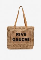 Beżowa Pleciona Torebka Boho z Naszytym Napisem Jusbia. Brązowe torebki klasyczne Renee, bez wzorów, z jeansu, bez dodatków. Za 84.99 zł.