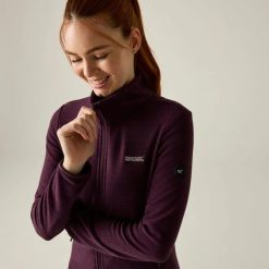 Damska bluza polarowa Harrow z zamkiem błyskawicznym. Fioletowe bluzy Regatta, l, bez wzorów, z materiału, bez kaptura. Za 159.50 zł.