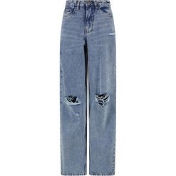 Damskie Spodnie Z Szerokimi Nogawkami Z Denimu Z Lat 90. Niebieskie spodnie dresowe Urban Classics, bez wzorów, z denimu. Za 147.99 zł.