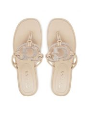 Guess Japonki FLJSM2 SAT21 Beżowy. Brązowe klapki Guess, z aplikacjami, ze skóry, bez obcasa. Za 589.99 zł.