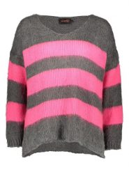 Miss goodlife Sweter "Stripes" w kolorze ciemnoszaro-jasnoróżowym rozmiar: XL. Różowe swetry miss goodlife, xl, bez wzorów, z wełny, bez ramiączek. Za 250.94 zł.