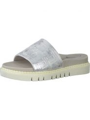 Tamaris Skórzane klapki w kolorze srebrnym rozmiar: 37. Szare klapki Tamaris, bez wzorów, z otwartym noskiem, bez obcasa, na platformie. Za 181.45 zł.