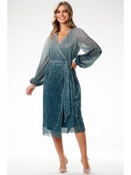 Awama Sukienka w kolorze niebieskim rozmiar: XL. Niebieskie sukienki Awama, xl, bez wzorów, z tkaniny, bez kołnierzyka, bez ramiączek, midi. Za 346.18 zł.