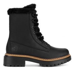 Botki Rieker. Czarne botki Rieker, bez wzorów, bez obcasa, na płaskiej podeszwie, bez zapięcia. Za 389.99 zł.