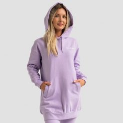 Bluza damska z kapturem długa Limitless Longline. Fioletowe bluzy GYMBEAM, xl, bez wzorów, z bawełny, z kapturem. Za 123.90 zł.