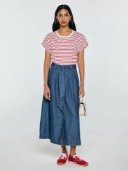 Spódnica damska midi jeansowa rozkloszowana granatowa Bria 544. Niebieskie spódnice Big Star, na co dzień, uniwersalny, bez wzorów, z denimu, casualowe, midi, proste. Za 229.99 zł.