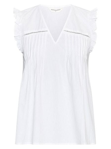 MOSS COPENHAGEN Top "Dotten" w kolorze białym rozmiar: M. Białe topy Moss Copenhagen, m, bez wzorów, z bawełny, bez kołnierzyka, bez ramiączek. Za 164.95 zł.