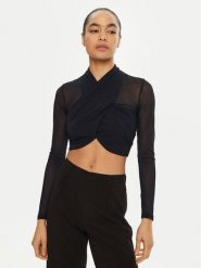 BARDOT Bluzka 55001TB2 Granatowy Slim Fit. Niebieskie bluzki Bardot, s, bez wzorów, z syntetyku, bez kołnierzyka, bez ramiączek. Za 179.99 zł.