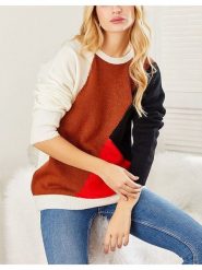 Milan Kiss Sweter ze wzorem rozmiar: S. Brązowe swetry Milan Kiss, s, bez wzorów, bez ramiączek. Za 134.53 zł.