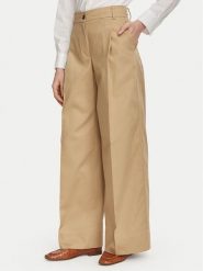 Tommy Hilfiger Spodnie materiałowe Dressing WW0WW50135 Beżowy Wide Leg. Brązowe spodnie materiałowe TOMMY HILFIGER, bez wzorów, z bawełny. Za 699.99 zł.