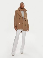 Pinko Płaszcz wełniany 101830 A13B Beżowy Regular Fit. Brązowe płaszcze Pinko, na zimę, xxl, bez wzorów, z wełny, bez kaptura. Za 3,219.00 zł.