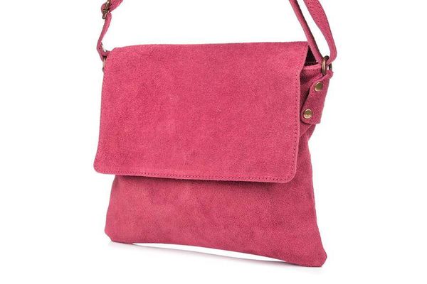 Listonoszka skórzana VERA PELLE B67 fuksja. Czerwone torebki klasyczne bez wzorów, ze skóry, na ramię, zamszowe, bez dodatków. Za 119.90 zł.