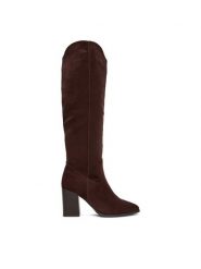 JENNY Kozaki CEO-HY2518-1 Brązowy. Brązowe kozaki Jenny, z materiału, bez obcasa, na słupku, bez zapięcia. Za 229.99 zł.