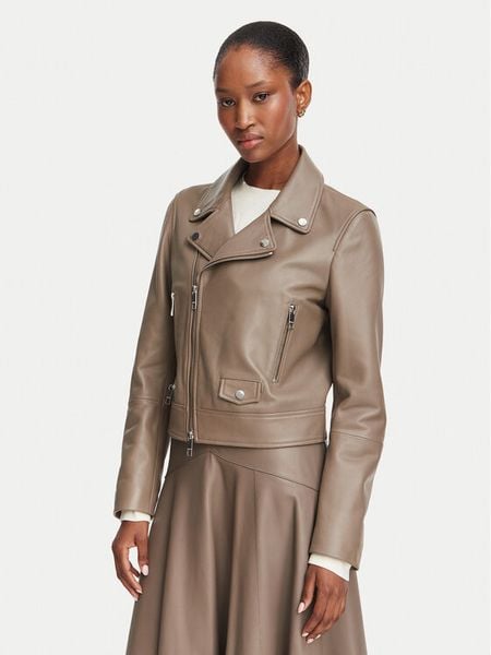 BOSS Kurtka skórzana Sayuri 50548471 Brązowy Regular Fit. Brązowe kurtki Boss, bez wzorów, ze skóry, bez kaptura. Za 2,544.00 zł.