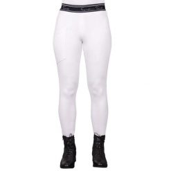Legginsy do jazdy konnej dla kobiet QHP Eden. Białe legginsy QHP, s, bez wzorów, z elastanu, do jazdy konnej. Za 292.00 zł.