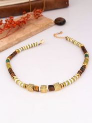 Charlize Pozłacany naszyjnik z kamieniami szlachetnymi - dł. 45 cm rozmiar: onesize. Brązowe naszyjniki Charlize, z cytrynem, pozłacane. Za 144.24 zł.