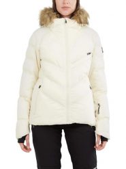 Damska kurtka narciarska Fundango Elyra Fur Padded. Białe kurtki narciarskie FUNDANGO, l, z aplikacjami, z materiału, bez kaptura, narciarskie. Za 499.00 zł.
