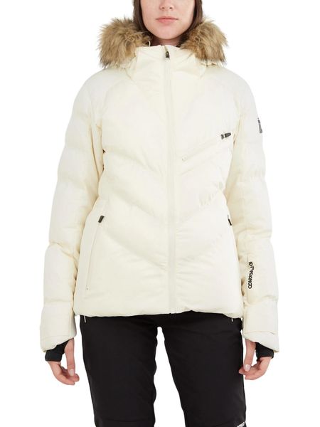 Damska kurtka narciarska Fundango Elyra Fur Padded. Białe kurtki narciarskie FUNDANGO, l, z aplikacjami, z materiału, bez kaptura, narciarskie. Za 499.00 zł.