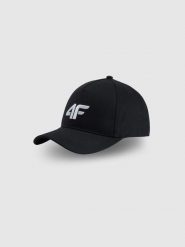 4F Czapka z daszkiem strapback damska - czarna S/M. Czarne czapki 4f, bez wzorów, z bawełny, sportowe. Za 59.99 zł.