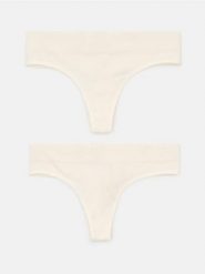 Prążkowane stringi 2 pack - biały. Białe stringi Sinsay, bez wzorów, prążkowane. Za 15.99 zł.
