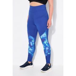 Damskie Sportowe legginsy szybkoschnące wysoki stan kieszeń na zamek. Niebieskie legginsy Ulla Popken, plus size, bez wzorów, z materiału, z podwyższonym stanem. Za 244.99 zł.