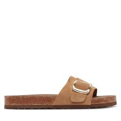 Klapki s.Oliver. Brązowe klapki S.Oliver, bez wzorów, bez obcasa. Za 149.99 zł.