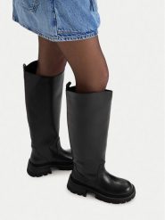 G-Star Raw Kozaki EO-GLCIE-GLC5559 Czarny. Czarne kozaki G-Star, ze skóry, bez obcasa, na płaskiej podeszwie, bez zapięcia. Za 799.99 zł.