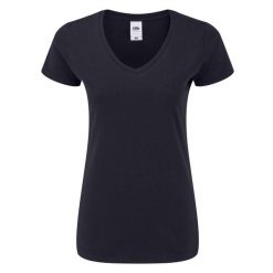 Koszulka Damska Z Dekoltem W Kształcie Litery V. Niebieskie bluzki FRUIT OF THE LOOM, xs, bez wzorów, sportowe, bez kołnierzyka, bez ramiączek. Za 34.99 zł.