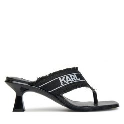 Japonki KARL LAGERFELD. Czarne klapki KARL LAGERFELD, bez wzorów, bez obcasa. Za 569.99 zł.