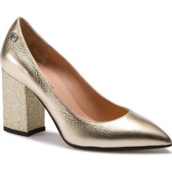 Półbuty POLLINI - SA10378C17TF290A Gli/Plati. Żółte czółenka Pollini, z aplikacjami, ze skóry, bez obcasa, na obcasie, bez zapięcia. W wyprzedaży za 659.00 zł.