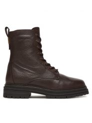 Tommy Hilfiger Trapery Th Plaque Pebble Lace Boot Warm FW0FW08767 Brązowy. Brązowe trapery i śniegowce TOMMY HILFIGER, ze skóry. Za 849.99 zł.