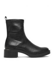 JENNY Botki CEO-R25AW09228 Czarny. Czarne botki Jenny, bez wzorów, z materiału, bez obcasa, na słupku, bez zapięcia. Za 169.99 zł.